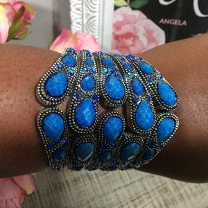 Royal Blue & Silver Jeweled Bracelet